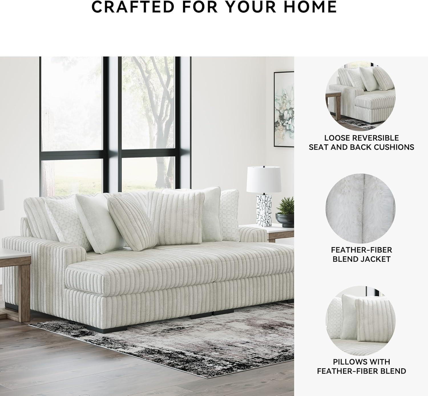 imageSignature Design by Ashley Stupendous Casual Anti Sag 2Piece Super Chaise with Loose Reversible Cushions and 6 Accent Pillows Light Gray