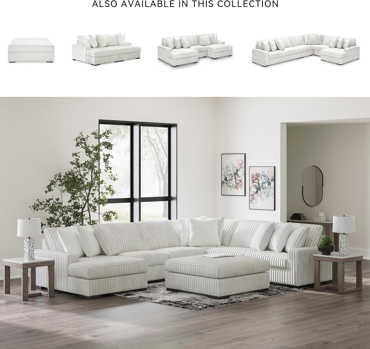 imageSignature Design by Ashley Stupendous Casual Anti Sag 2Piece Super Chaise with Loose Reversible Cushions and 6 Accent Pillows Light Gray