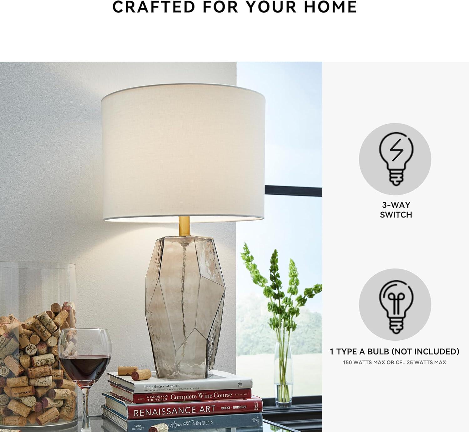 imageSignature Design by Ashley Taylow Contemporary 235 Glass Table Lamp Light Brown