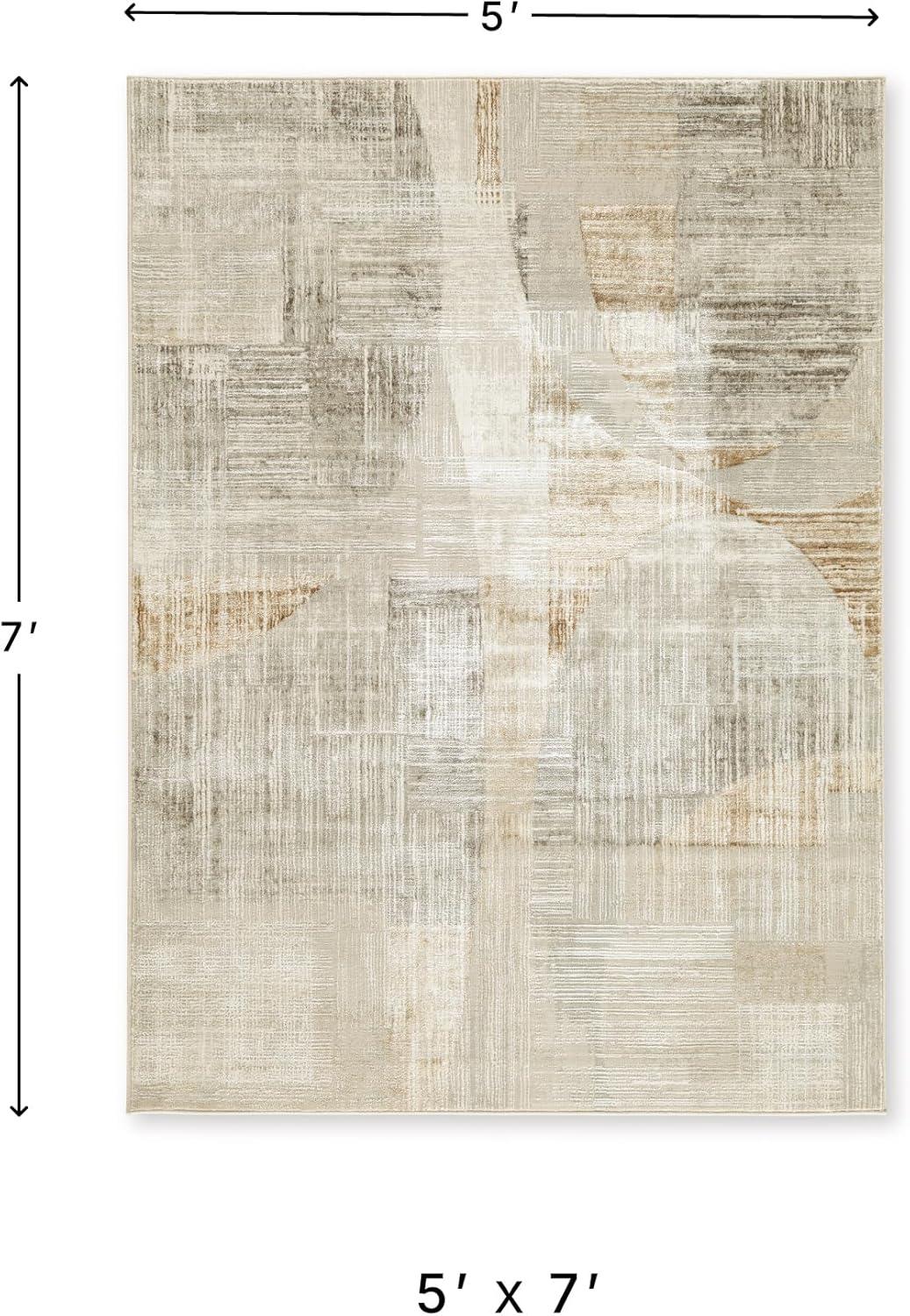 imageSignature Design by Ashley Truward Minimalist Indoor Abstract Medium 5 x 7 Rug with NonSlip Backing Gray amp Light Brown53 x 73 Rectangular