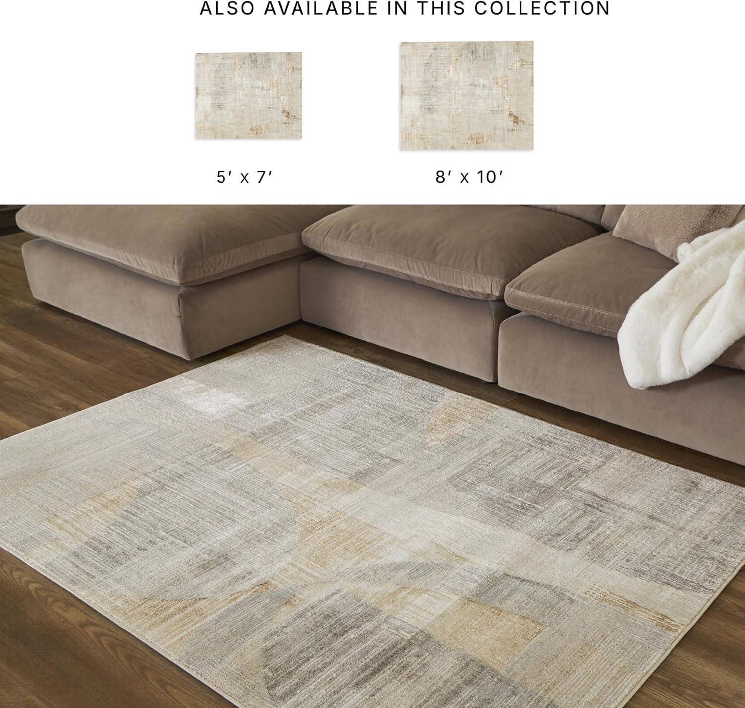 imageSignature Design by Ashley Truward Minimalist Indoor Abstract Medium 5 x 7 Rug with NonSlip Backing Gray amp Light Brown53 x 73 Rectangular