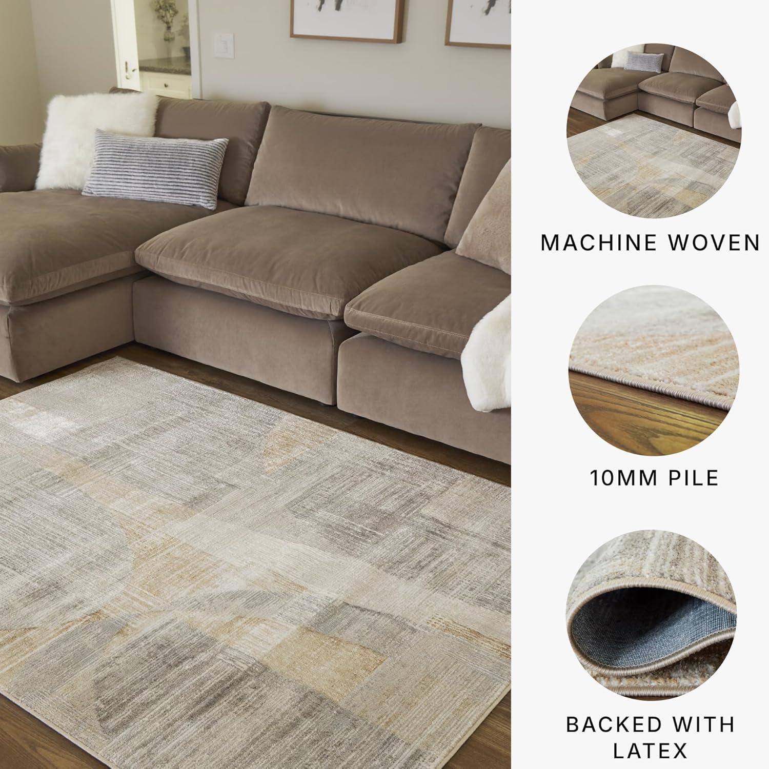 imageSignature Design by Ashley Truward Minimalist Indoor Abstract Medium 5 x 7 Rug with NonSlip Backing Gray amp Light Brown710 x 910 Rectangular