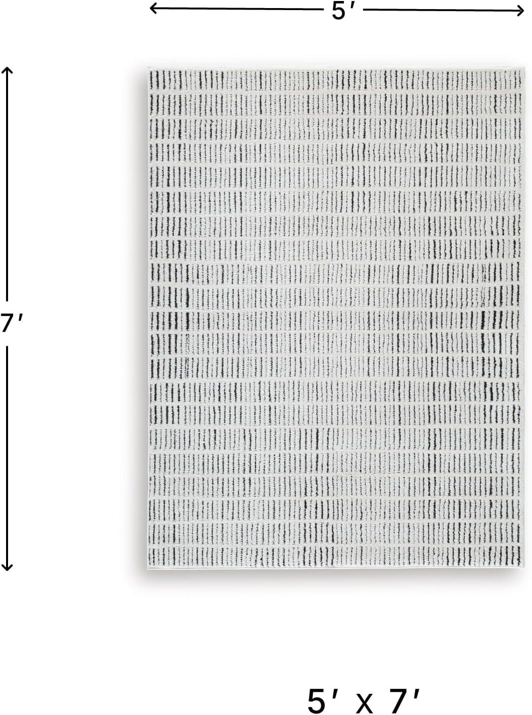 imageSignature Design by Ashley Turinwith Modern Indoor Striped Rectangular 5 x 7 Area Rug Beige amp Black53 x 7 Rectangular