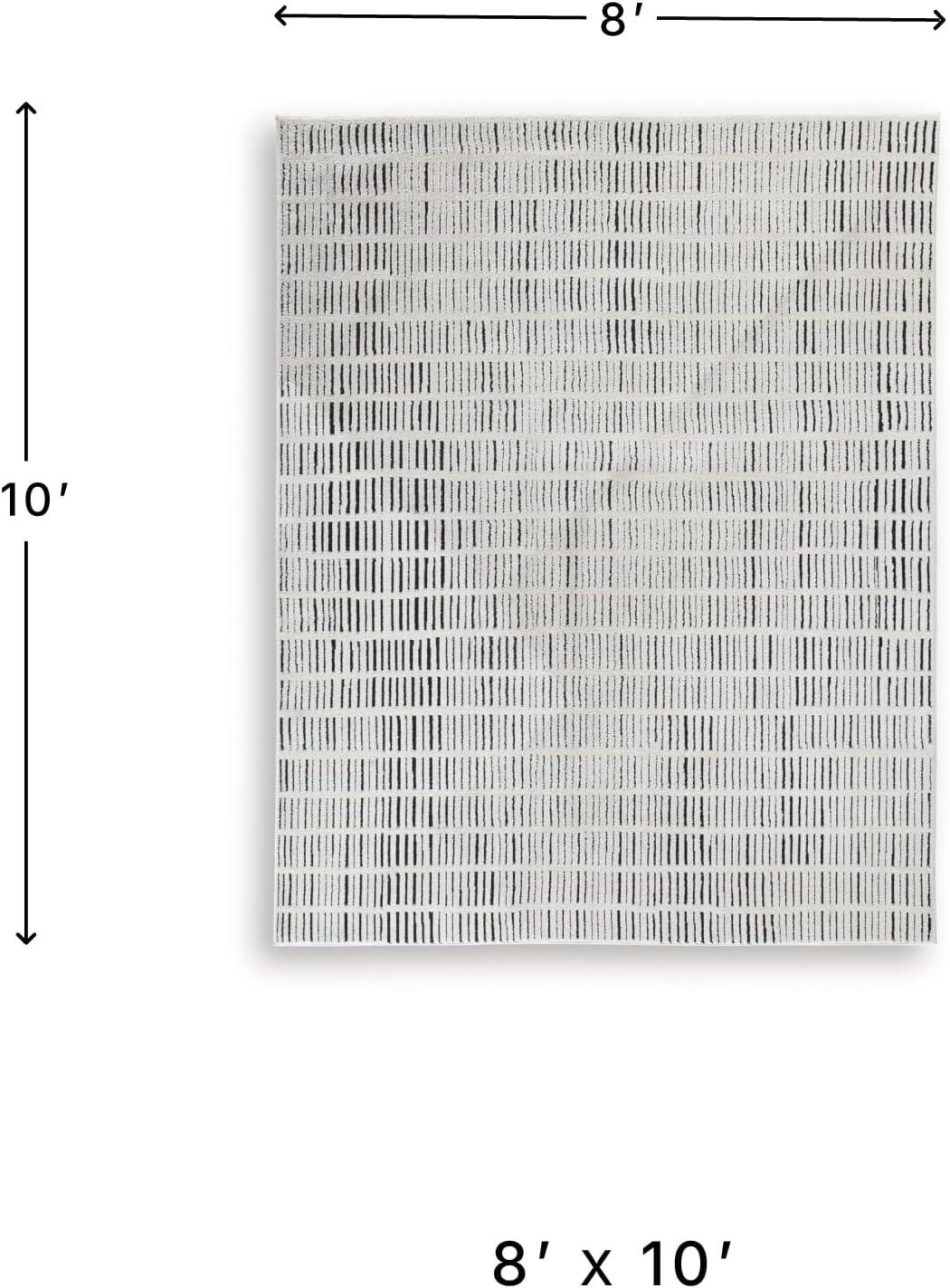 imageSignature Design by Ashley Turinwith Modern Indoor Striped Rectangular 5 x 7 Area Rug Beige amp Black711 x 911 Rectangular