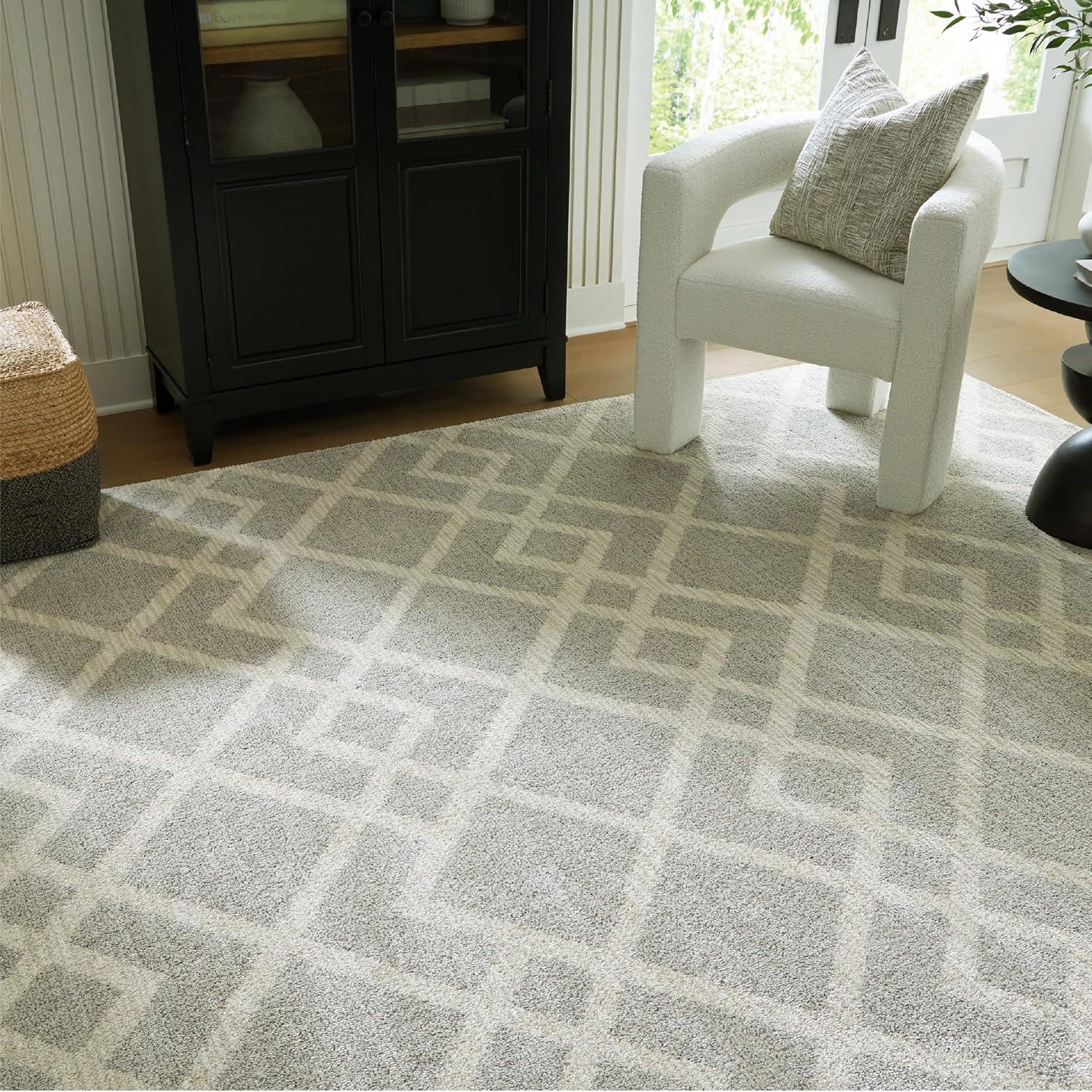 imageSignature Design by Ashley Unawick Contemporary Indoor Geometric Rectangular 8 x 10 Area Rug Beige amp Gray