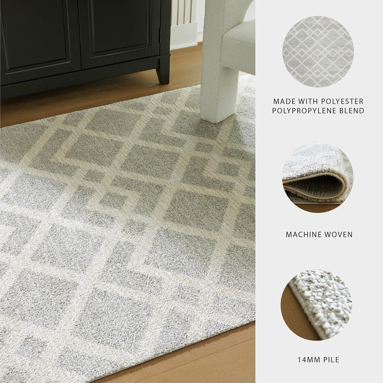 imageSignature Design by Ashley Unawick Contemporary Indoor Geometric Rectangular 8 x 10 Area Rug Beige amp Gray