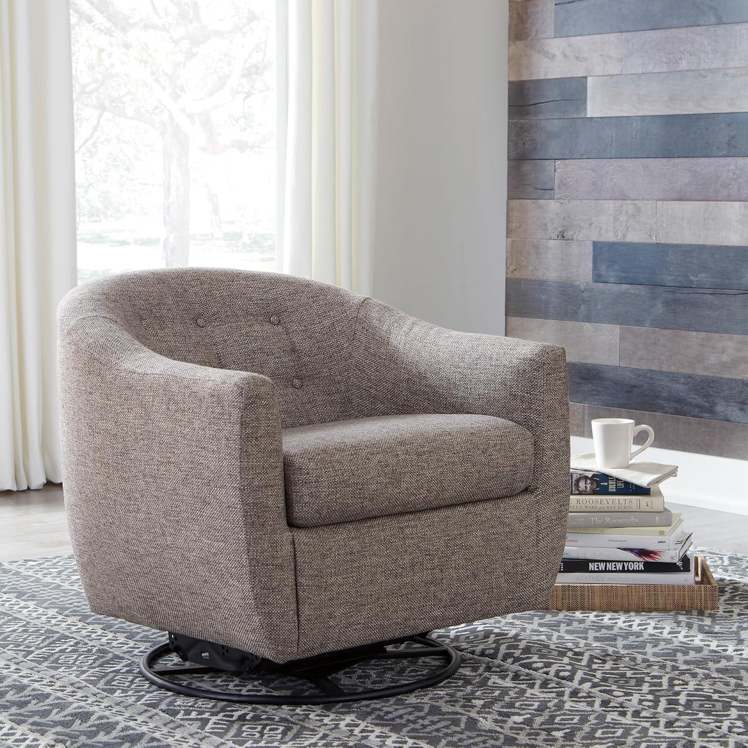 imageSignature Design by Ashley Upshur Swivel Glider Accent Chair Taupe