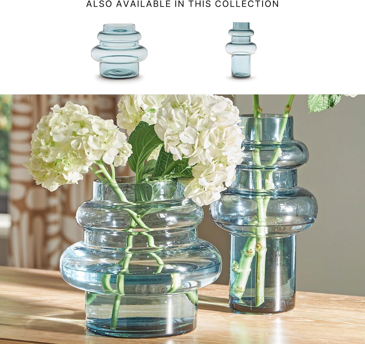 imageSignature Design by Ashley Vallmen Minimalist Watertight Glass 7 Vase with Wide Mouth Light Blue