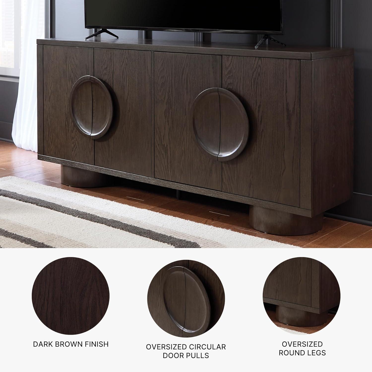 imageSignature Design by Ashley Veeda Contemporary Accent Cabinet with AntiTipping and Adjustable Shelf Dark Brown