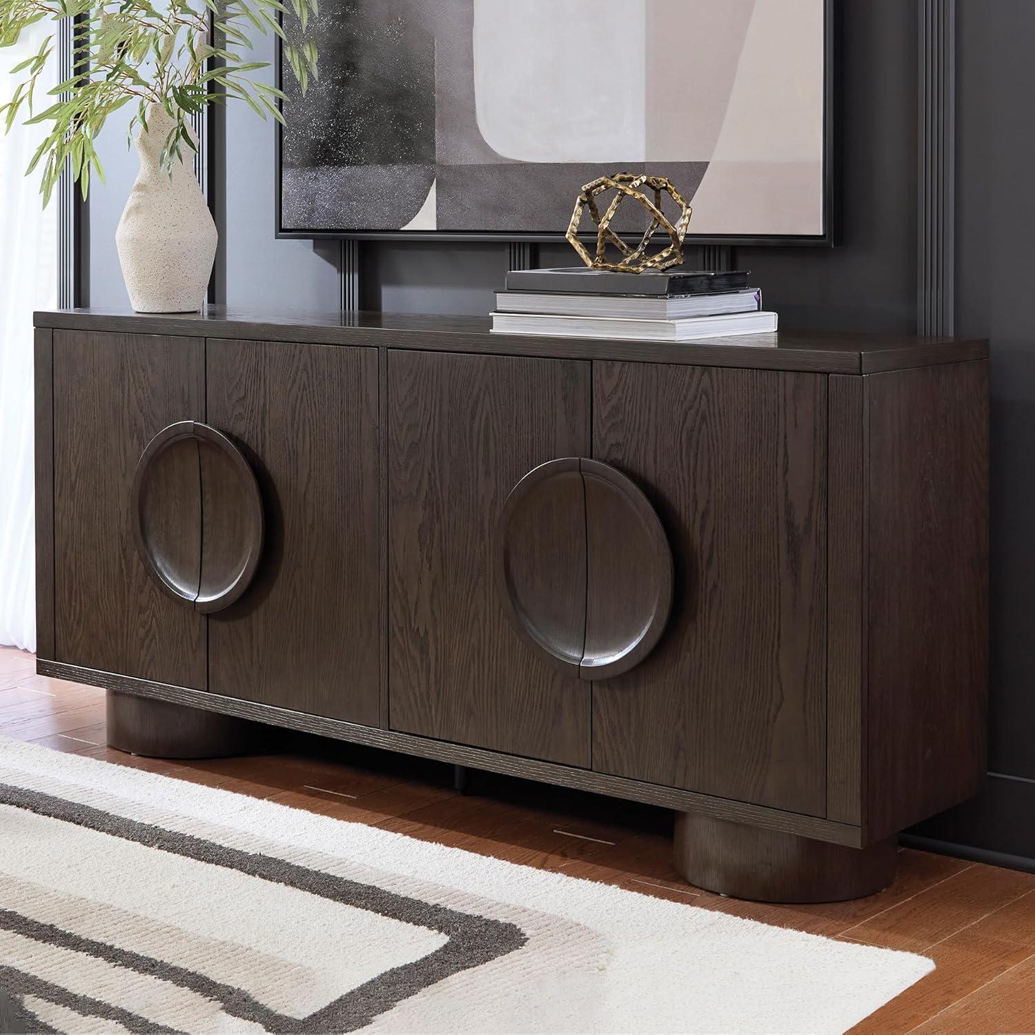 imageSignature Design by Ashley Veeda Contemporary Accent Cabinet with AntiTipping and Adjustable Shelf Dark Brown