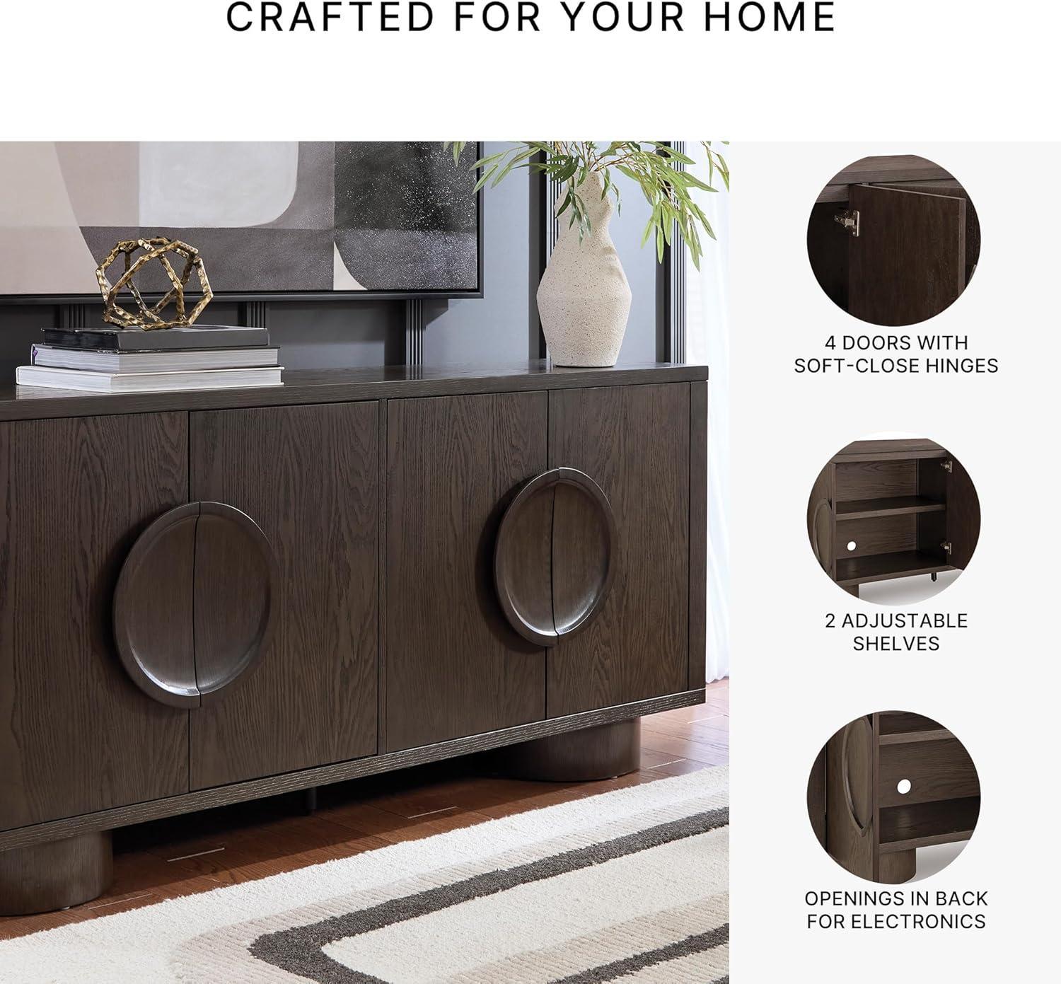 imageSignature Design by Ashley Veeda Contemporary Accent Cabinet with AntiTipping and Adjustable Shelf Dark Brown