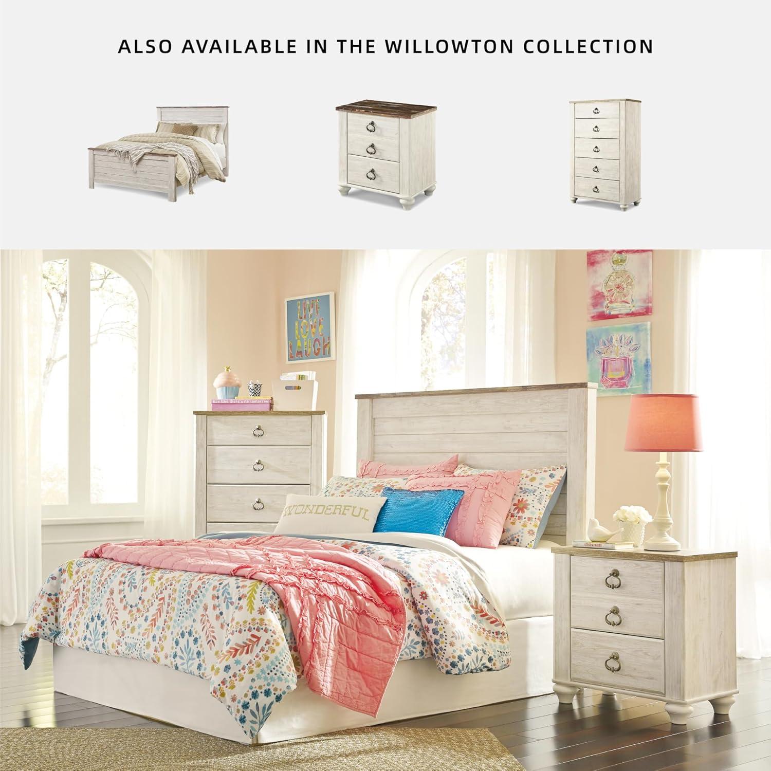 imageSignature Design by Ashley Willowton Coastal Sleigh Bed Foundation or Box Spring Needed King BeigeWhitewash