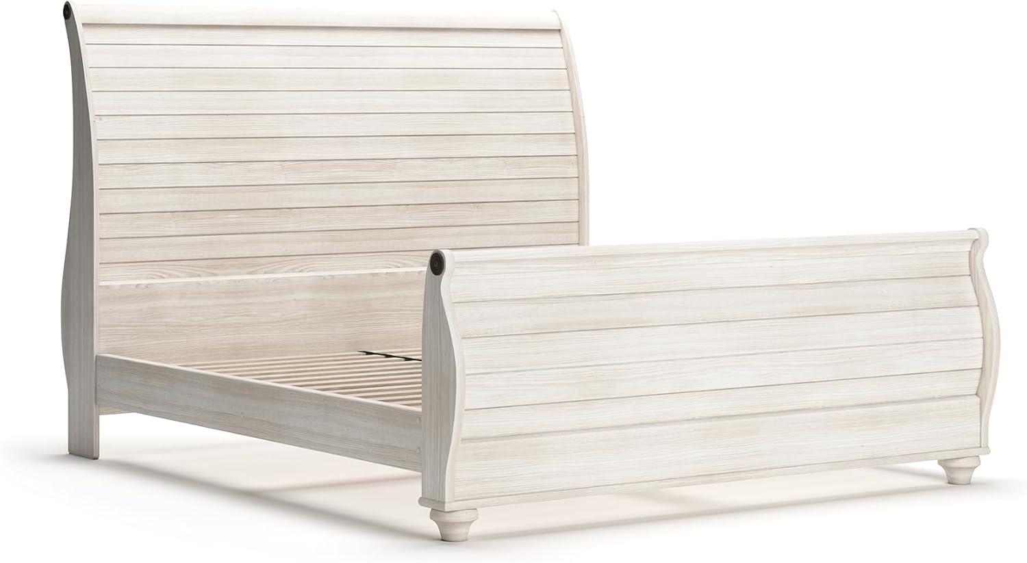 imageSignature Design by Ashley Willowton Coastal Sleigh Bed Foundation or Box Spring Needed King BeigeWhitewash