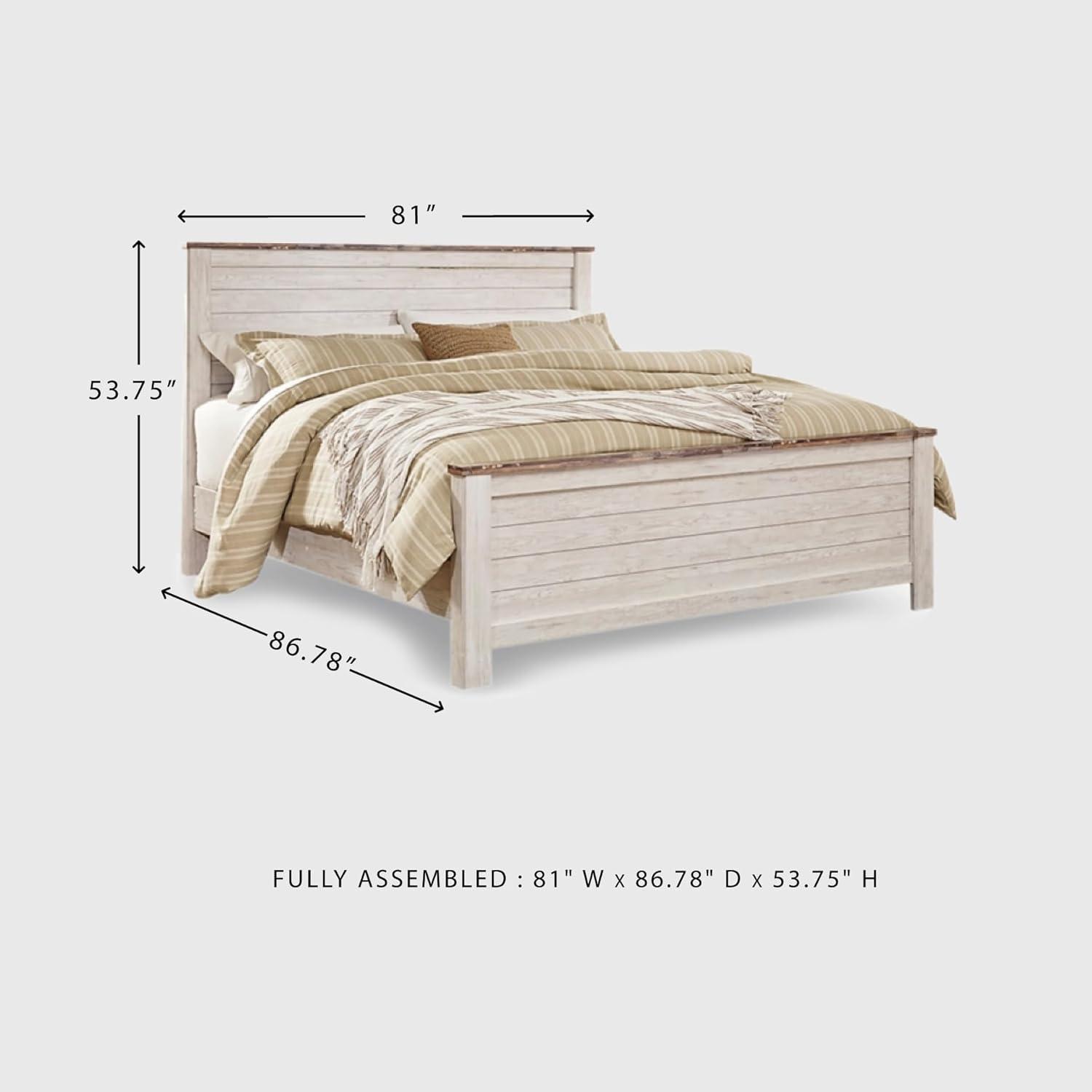 imageSignature Design by Ashley Willowton Coastal Sleigh Bed Foundation or Box Spring Needed King BeigeWhitewash