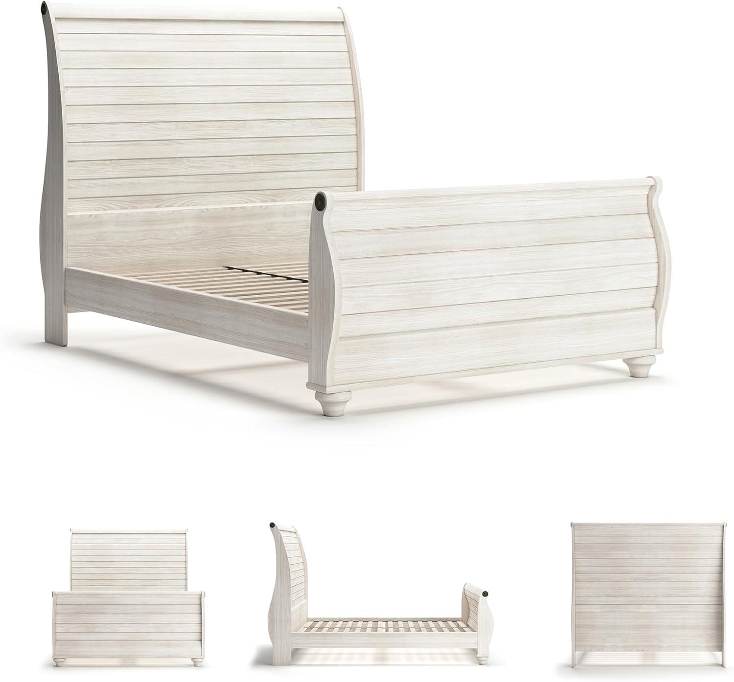 imageSignature Design by Ashley Willowton Coastal Sleigh Bed Foundation or Box Spring Needed King BeigeWhitewash