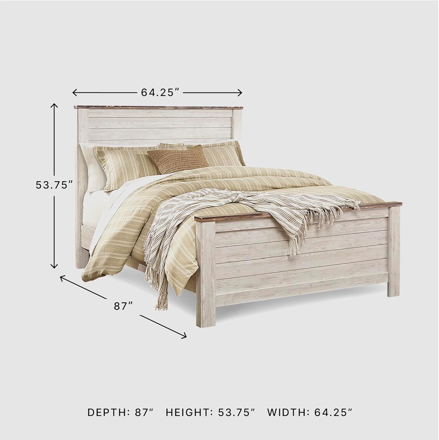 imageSignature Design by Ashley Willowton Coastal Sleigh Bed Foundation or Box Spring Needed King BeigeWhitewash