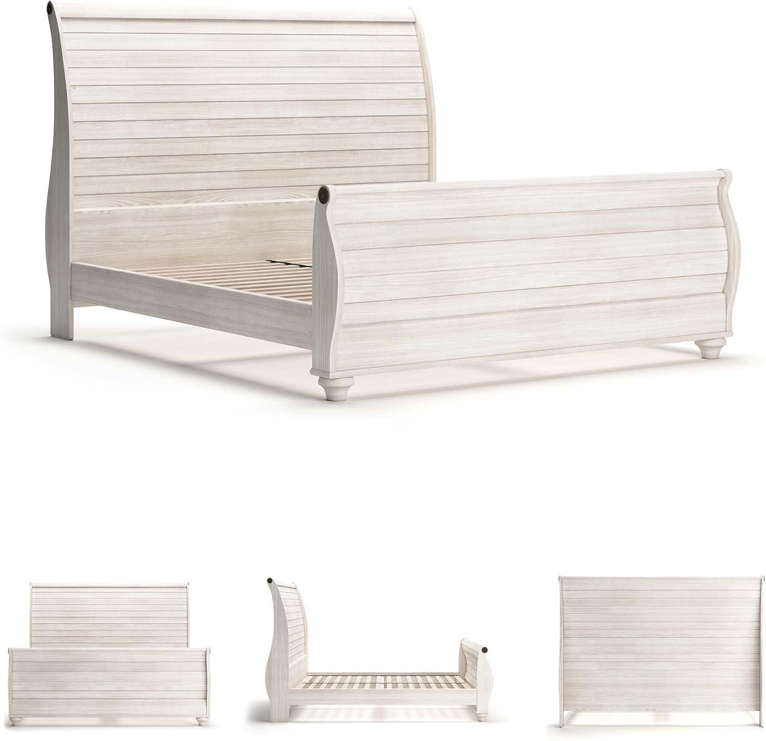 imageSignature Design by Ashley Willowton Coastal Sleigh Bed Foundation or Box Spring Needed King BeigeWhitewash