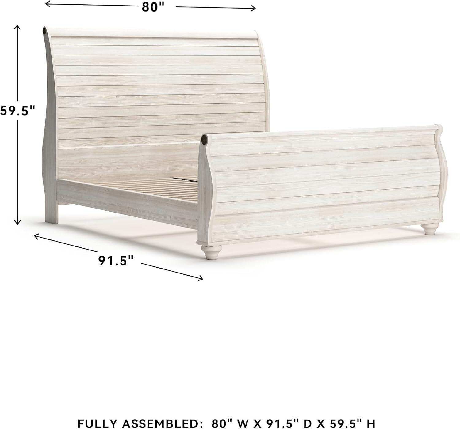 imageSignature Design by Ashley Willowton Coastal Sleigh Bed Foundation or Box Spring Needed King BeigeWhitewash