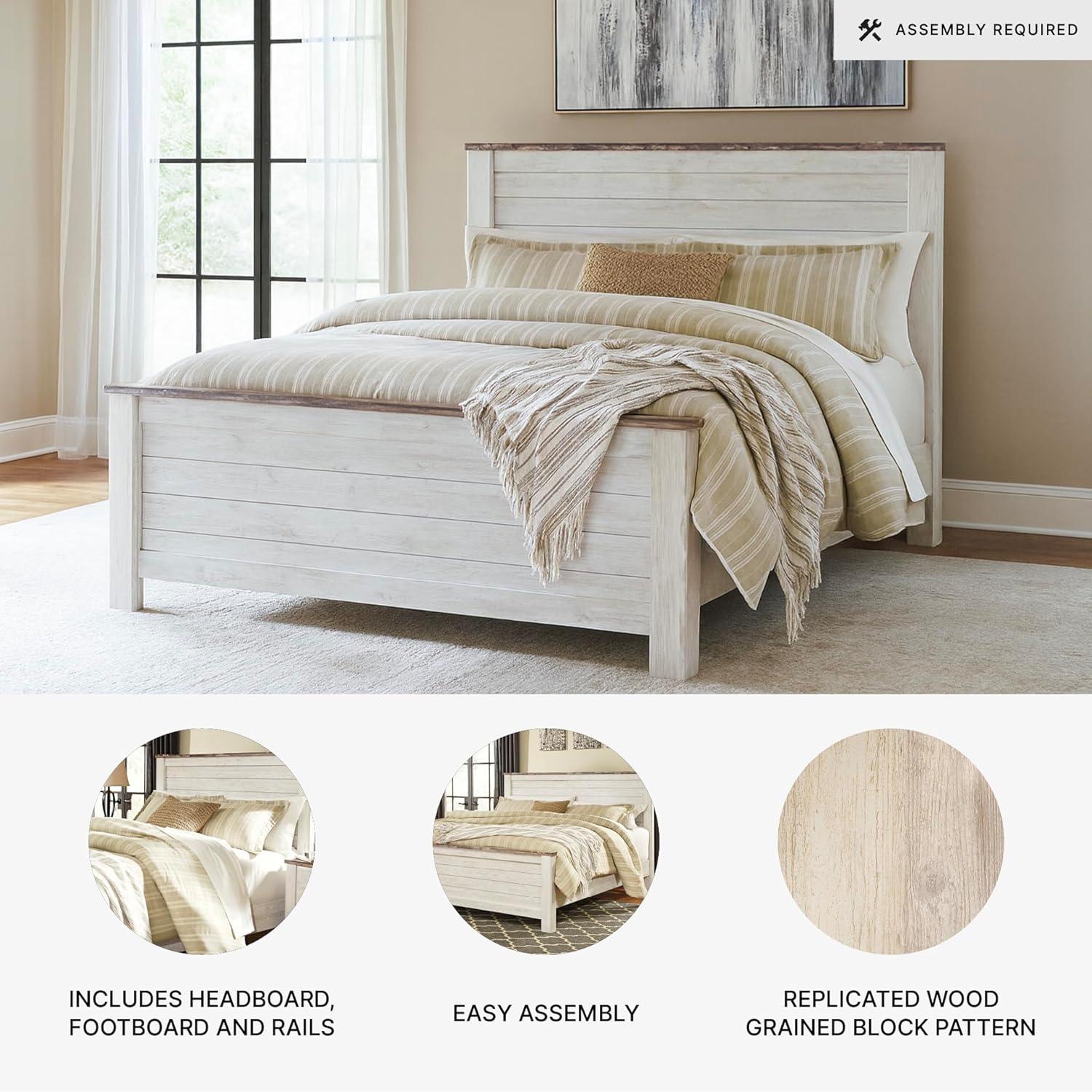 imageSignature Design by Ashley Willowton Coastal Sleigh Bed Foundation or Box Spring Needed King BeigeWhitewash