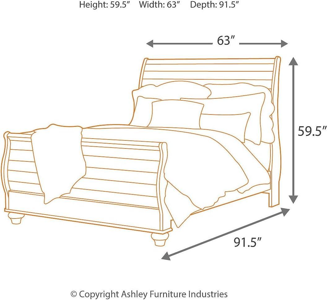 imageSignature Design by Ashley Willowton Coastal Sleigh Bed Foundation or Box Spring Needed King BeigeWhitewash
