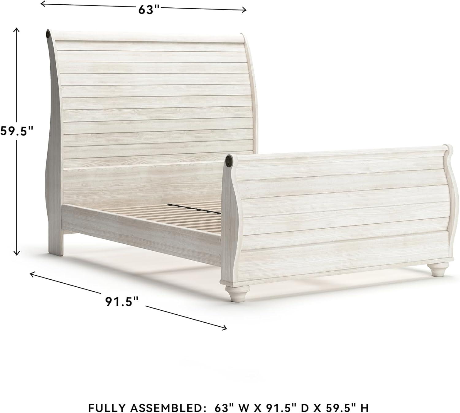 imageSignature Design by Ashley Willowton Coastal Sleigh Bed Foundation or Box Spring Needed King BeigeWhitewash