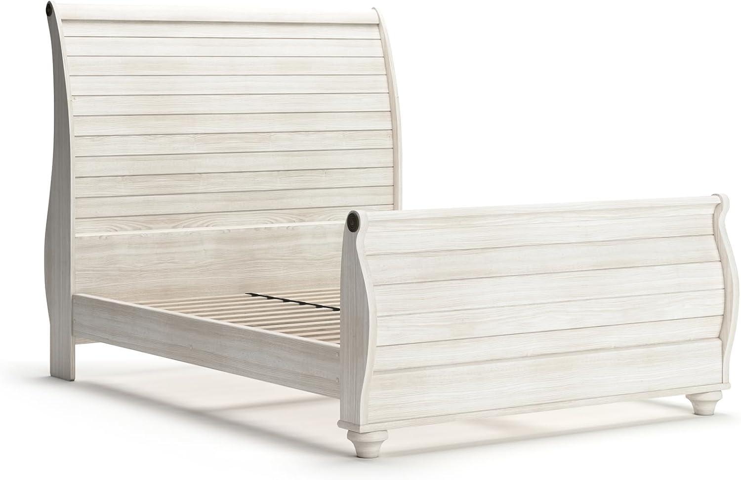 imageSignature Design by Ashley Willowton Coastal Sleigh Bed Foundation or Box Spring Needed King BeigeWhitewash