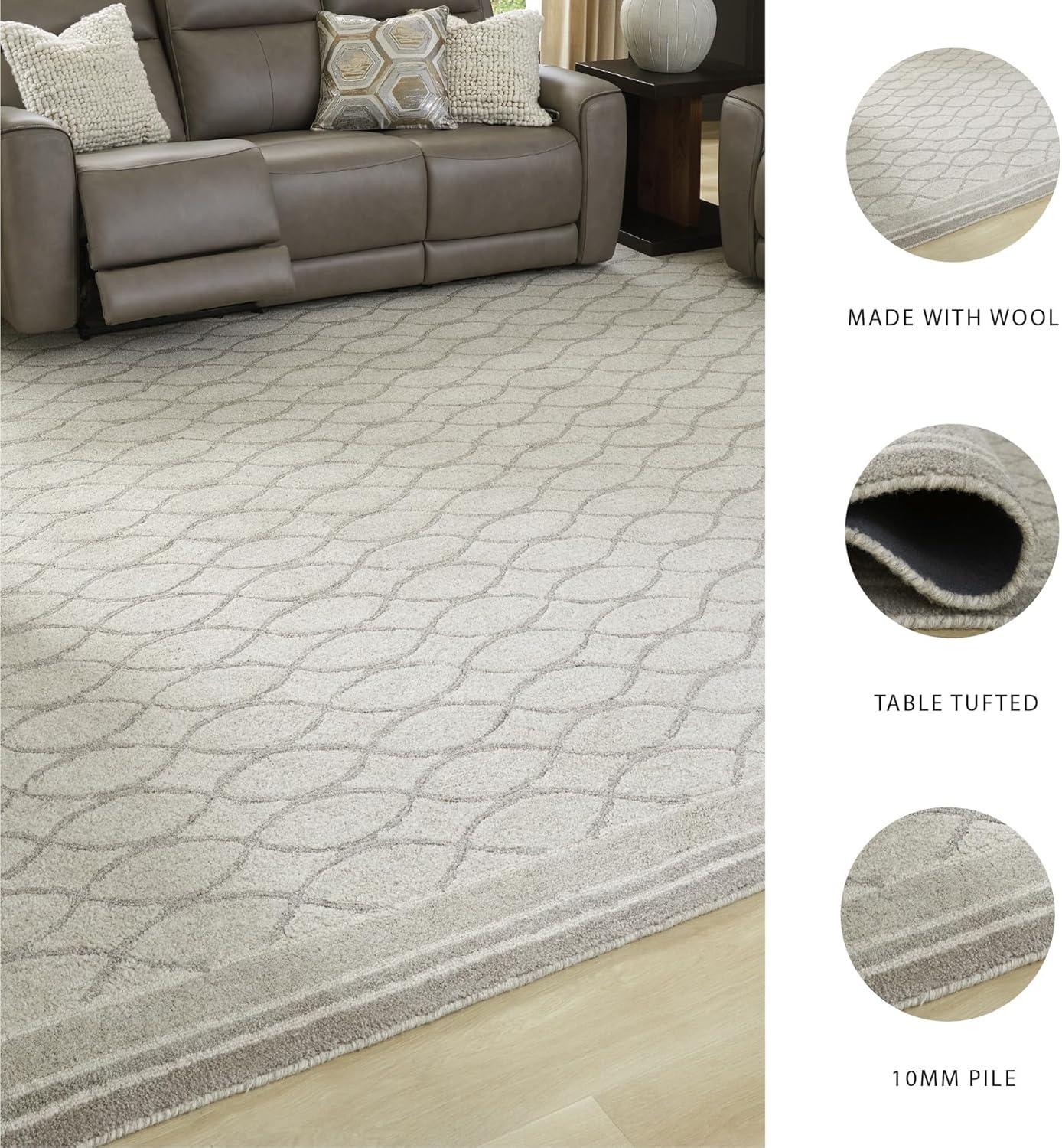 imageSignature Design by Ashley Wimney Classic Indoor Geometric Wool 10 x 14 Rug Light Gray10 x 14 Rectangular