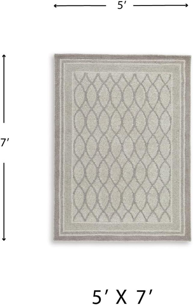 imageSignature Design by Ashley Wimney Classic Indoor Geometric Wool 10 x 14 Rug Light Gray5 x 7 Rectangular