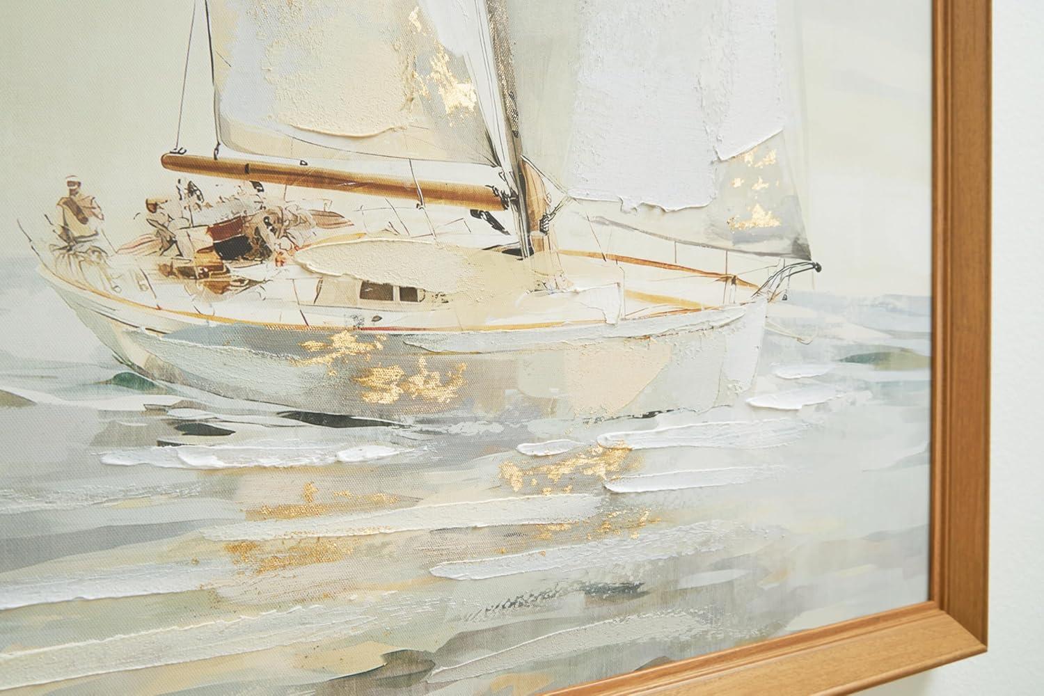 imageSignature Design by Ashley Winbrook Coastal Hand Painted Wall Art Set 30 x 30 Inches Set of 2 Beige amp Light Gray