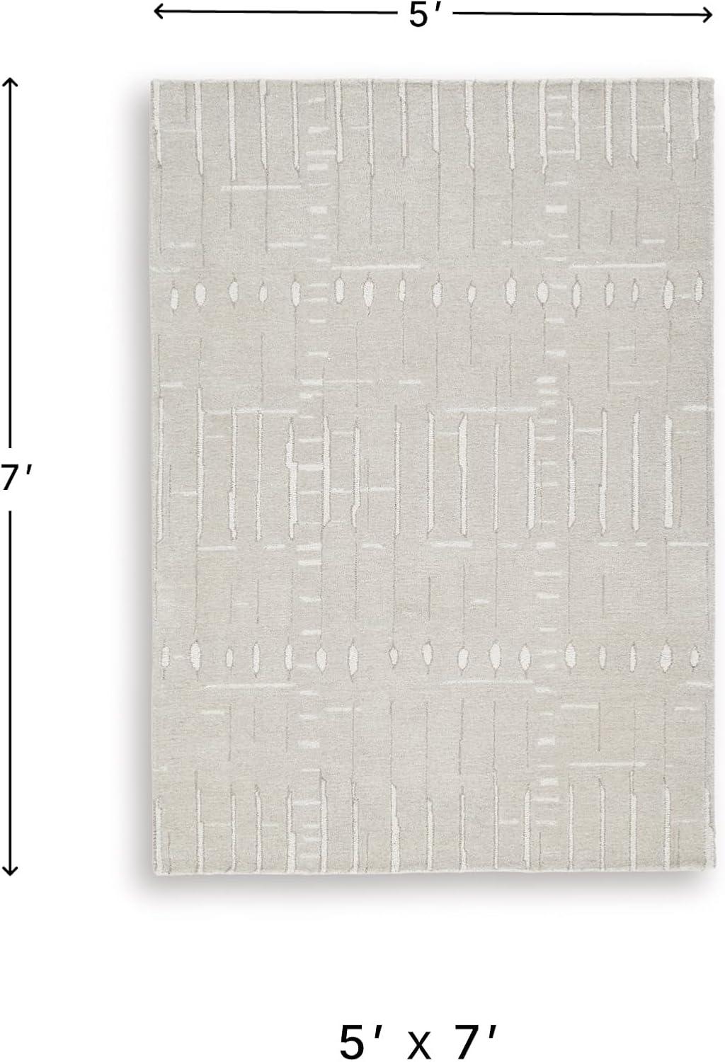 imageSignature Design by Ashley Wolbert Casual Indoor Hand Tufted Geometric Rectangular 5 x 7 Area Rug Beige
