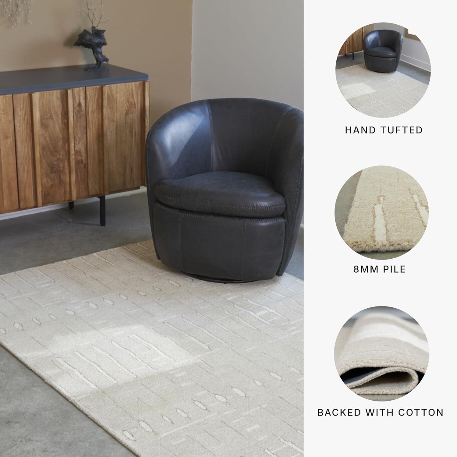 imageSignature Design by Ashley Wolbert Casual Indoor Hand Tufted Geometric Rectangular 5 x 7 Area Rug Beige