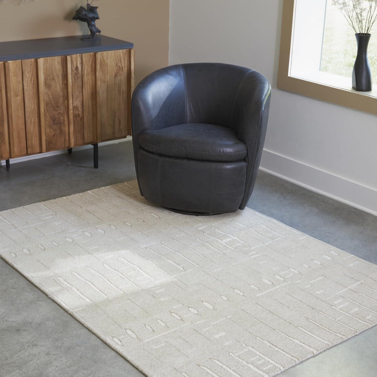 imageSignature Design by Ashley Wolbert Casual Indoor Hand Tufted Geometric Rectangular 5 x 7 Area Rug Beige