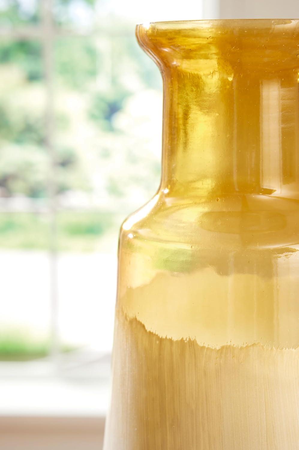 imageSignature Design by Ashley Wynburg Contemporary Indoor HandPainted Glass Vase White amp Light BrownLarge