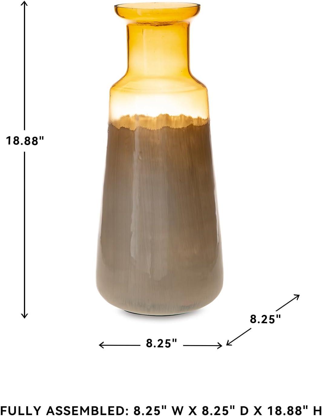 imageSignature Design by Ashley Wynburg Contemporary Indoor HandPainted Glass Vase White amp Light BrownLarge