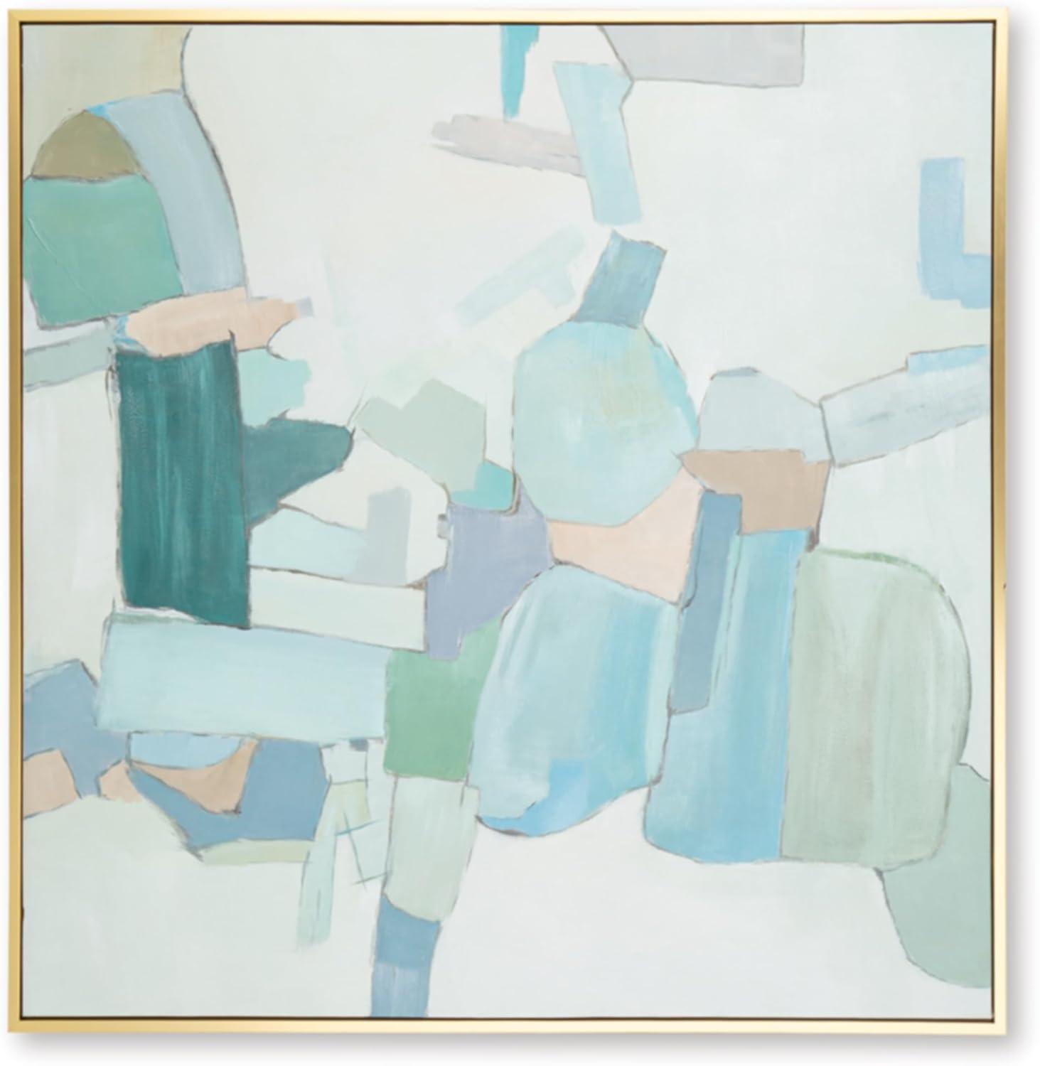 imageSignature Design by Ashley Wynburn Hand Painted Abstract Wall Art 48 x 48 Inches Blue amp White