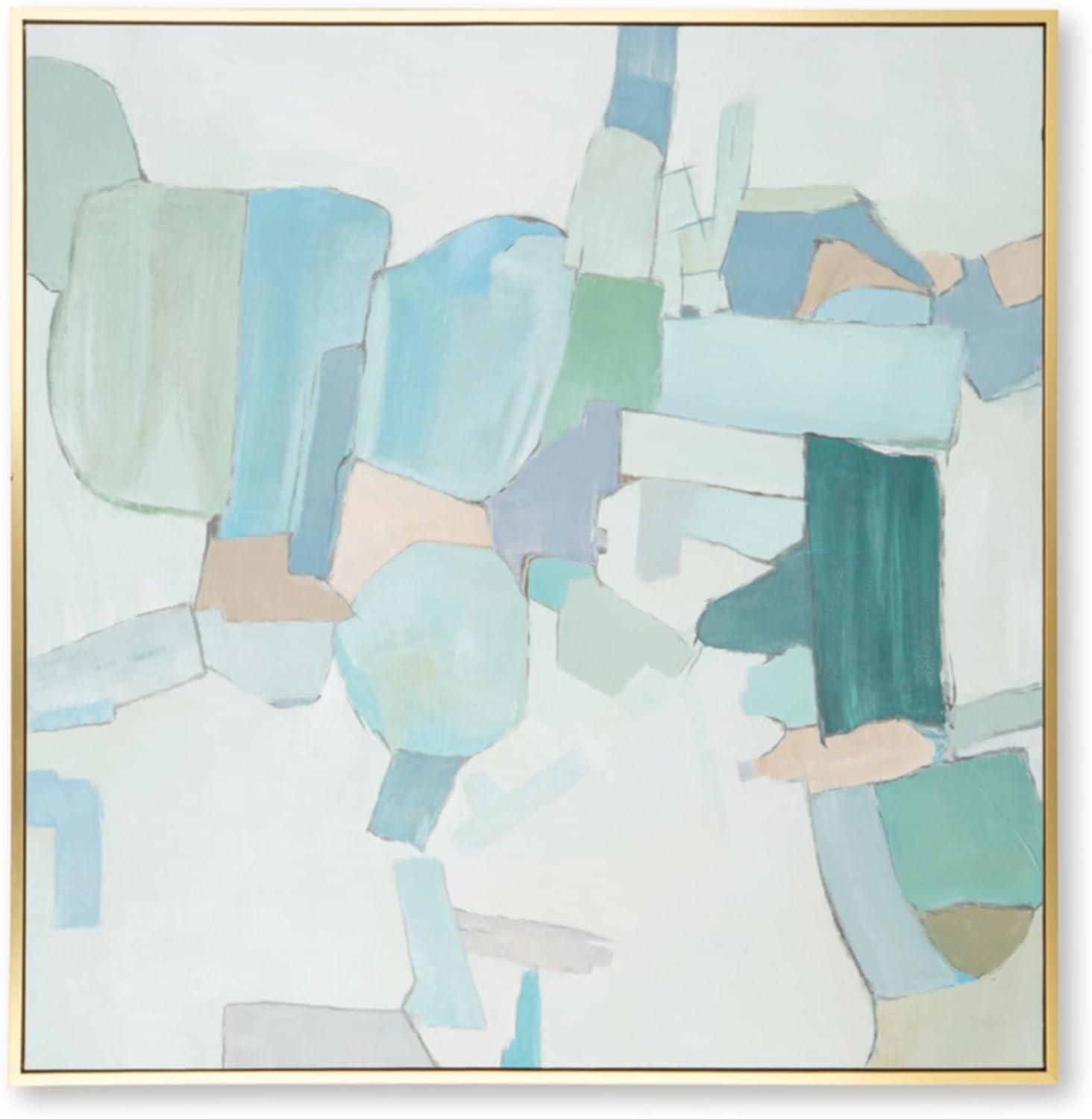 imageSignature Design by Ashley Wynburn Hand Painted Abstract Wall Art 48 x 48 Inches Blue amp White