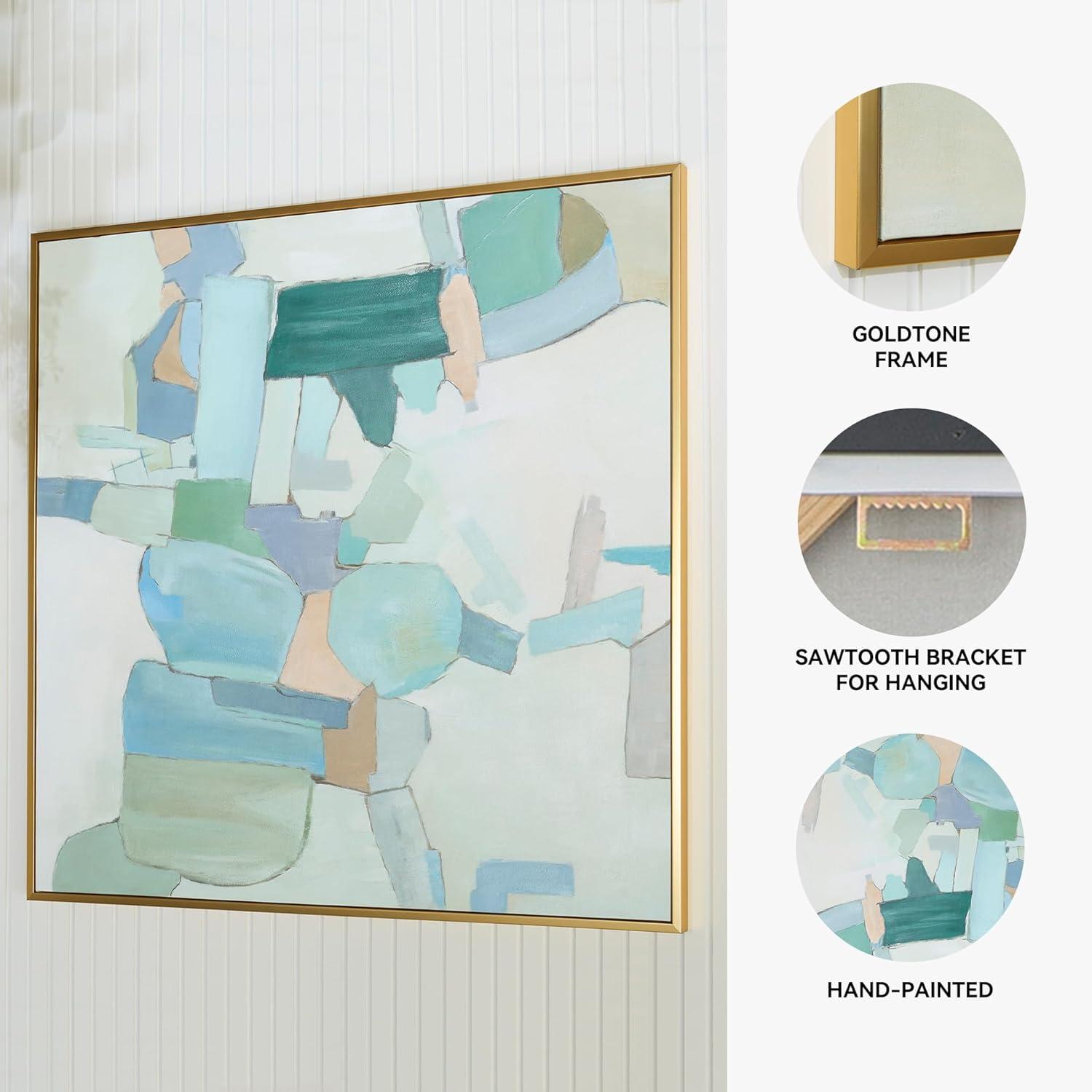 imageSignature Design by Ashley Wynburn Hand Painted Abstract Wall Art 48 x 48 Inches Blue amp White