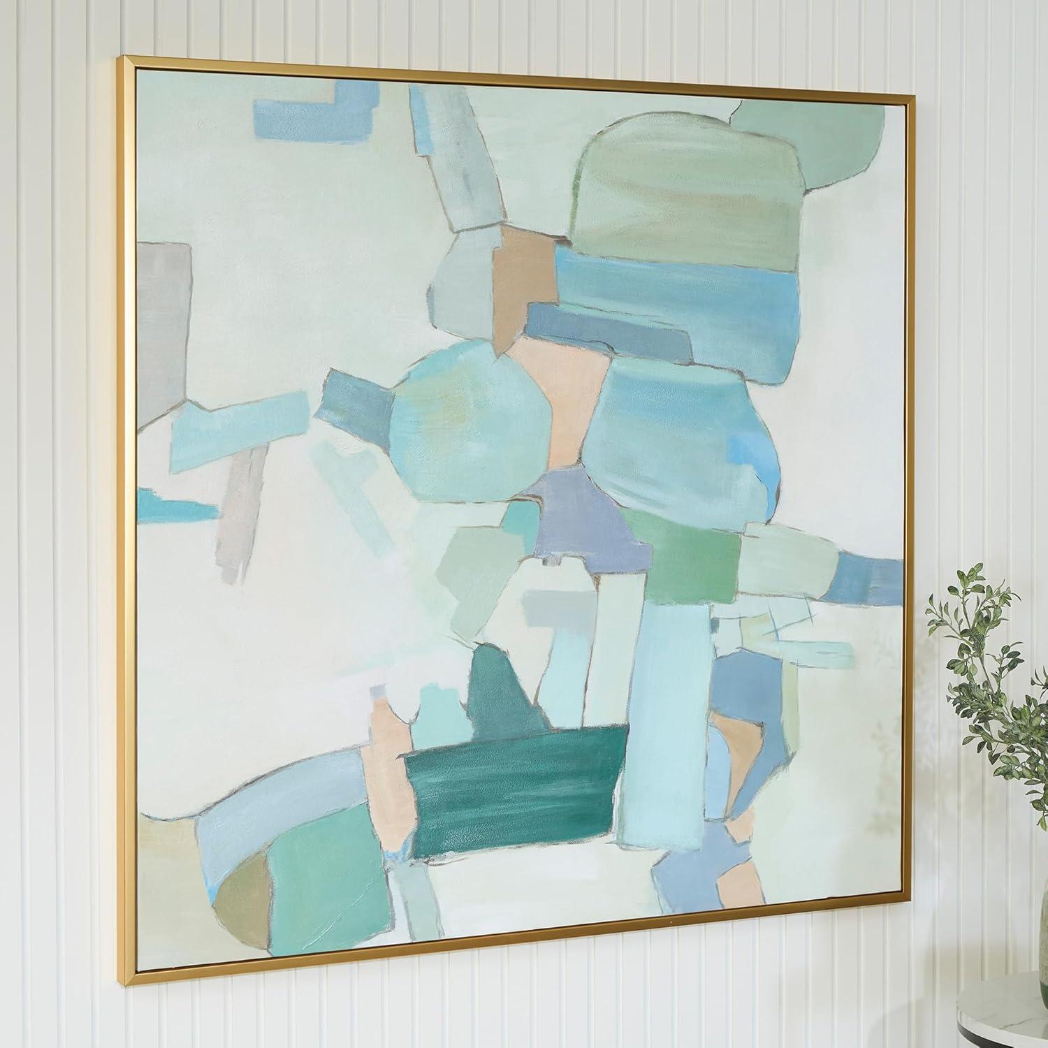 imageSignature Design by Ashley Wynburn Hand Painted Abstract Wall Art 48 x 48 Inches Blue amp White