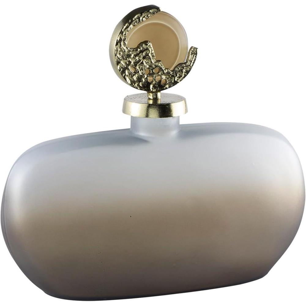 imageSignature Design by Ashley Acario Traditional Frosted Glass Jar with Cast Aluminum Topper Light Brown amp Metallic3046 Ounces