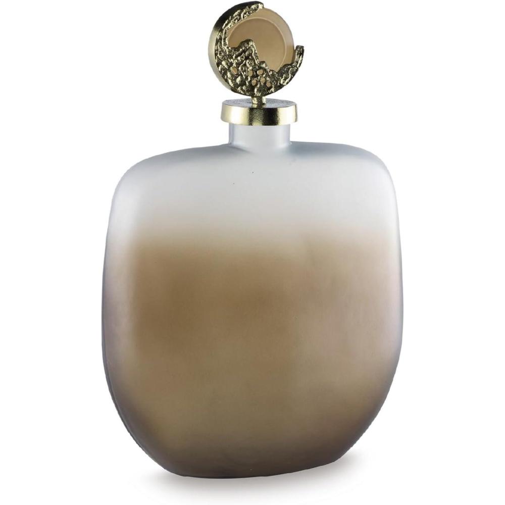 imageSignature Design by Ashley Acario Traditional Frosted Glass Jar with Cast Aluminum Topper Light Brown amp Metallic4186 Ounces