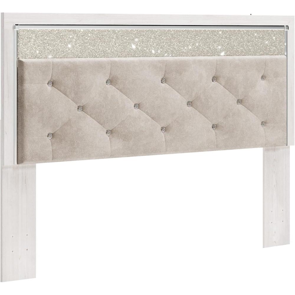 imageSignature Design by Ashley Altyra Modern King Tufted Panel Bookcase Bed Foundation or Box Spring Not Needed WhiteKing Panel Headboard Only