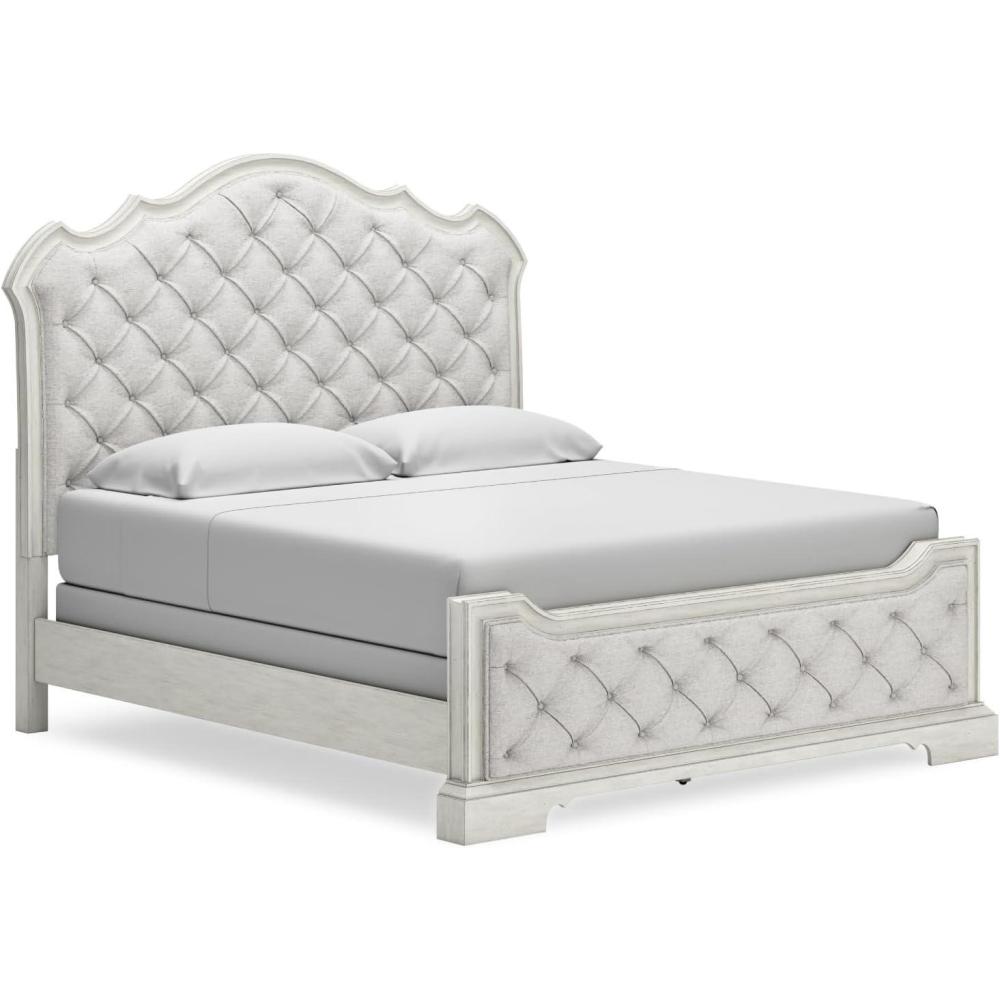 imageSignature Design by Ashley Arlendyne French Country Tufted California King Upholstered Bed Foundation or Box Spring Needed WhiteKing Upholstered Bed