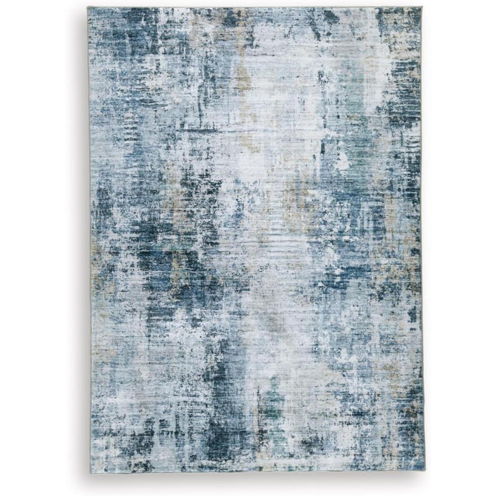 imageSignature Design by Ashley Arlenmont Contemporary Indoor Geometric Rectangular 5 x 7 Area Rug Blue amp White5 x 7 Rectangular