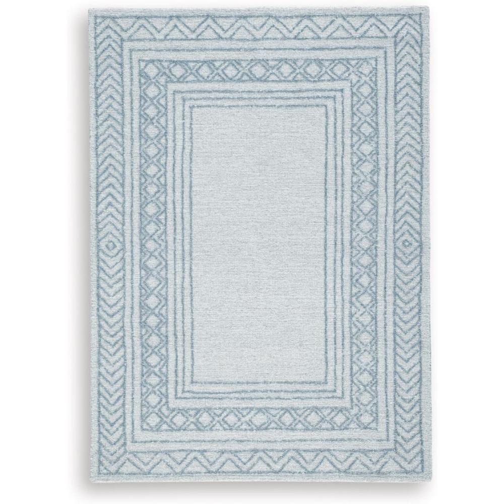 imageSignature Design by Ashley Azelhurst Coastal Indoor Hand Tufted Geometric Rectangular 5 x 7 Area Rug Blue amp Beige