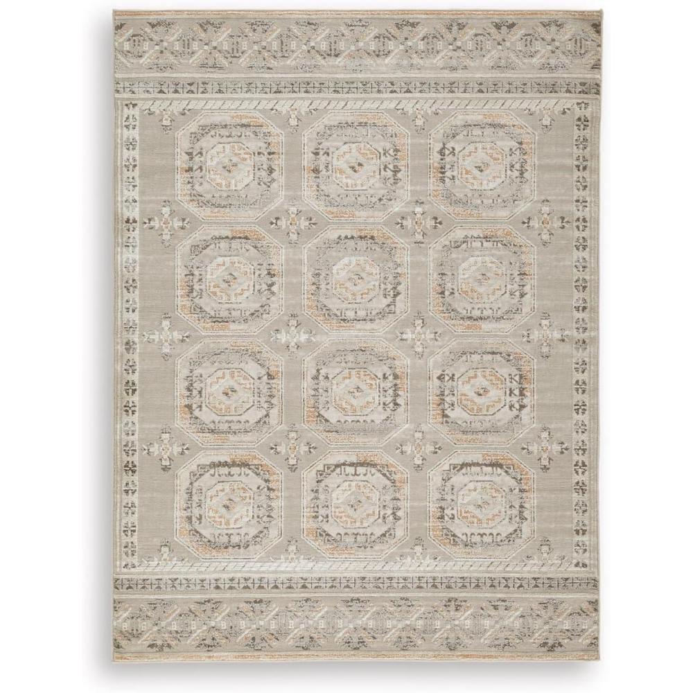 imageSignature Design by Ashley Bachby Classic Indoor Floral Rectangular 5 x 7 Area Rug Brown amp Beige53 x 7 Rectangular