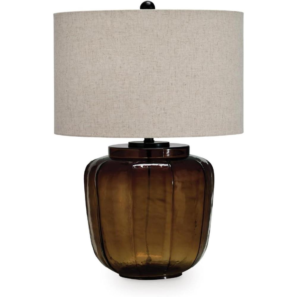 imageSignature Design by Ashley Bainmore Transitional Table Lamp with 3Way Switch and Drum Shade Dark Brown