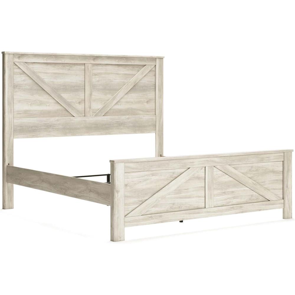 imageSignature Design by Ashley Bellaby Farmhouse Queen Crossbuck Panel Bed Foundation or Box Spring Needed WhitewashKing Crossbuck Panel Bed