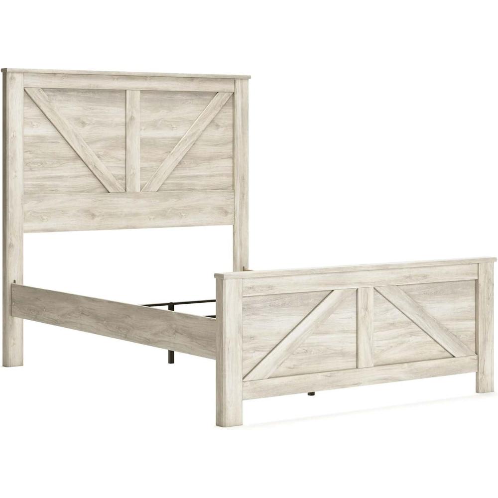 imageSignature Design by Ashley Bellaby Farmhouse Queen Crossbuck Panel Bed Foundation or Box Spring Needed WhitewashQueen Crossbuck Panel Bed