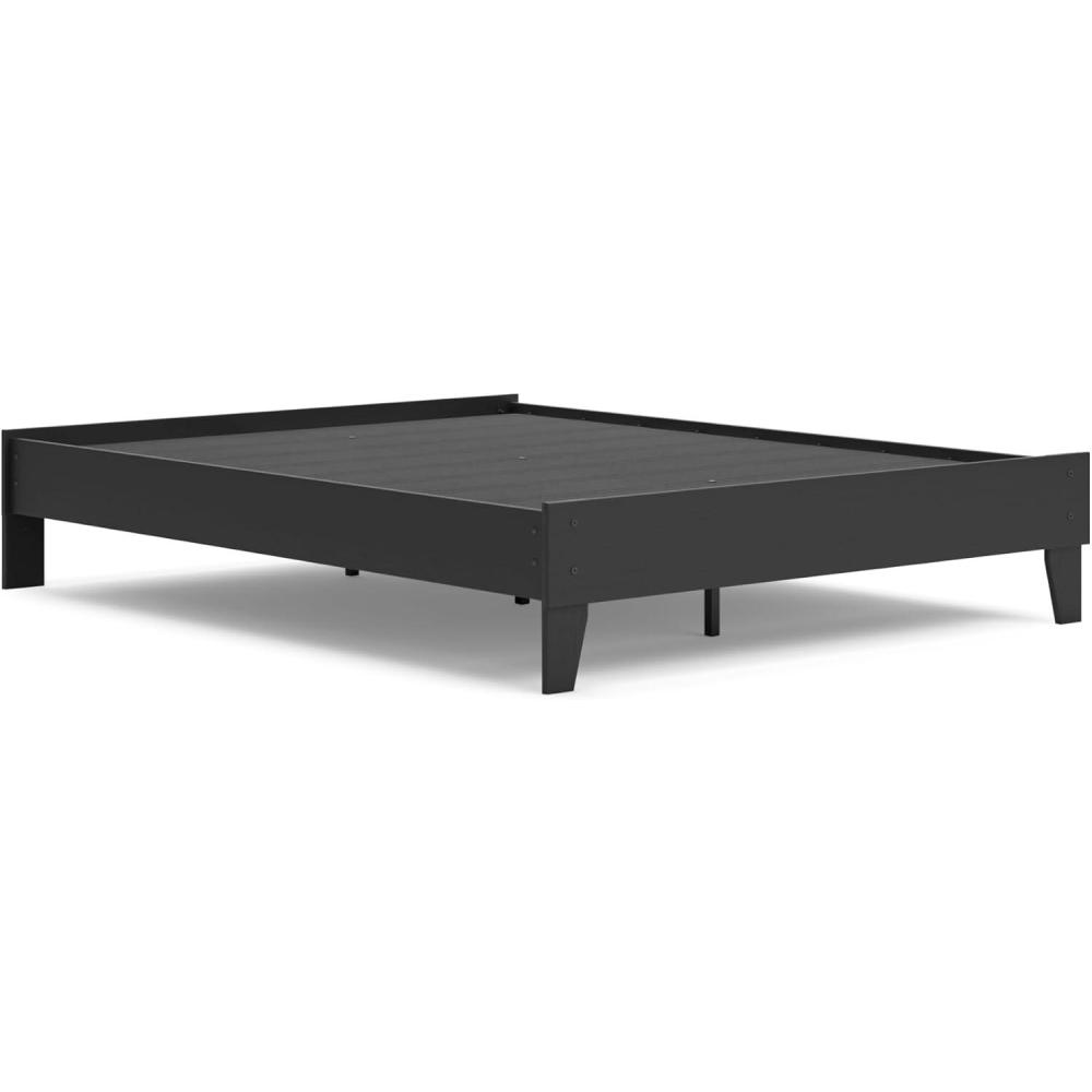 imageSignature Design by Ashley Calverson Modern Platform Bed Foundation or Box Spring Not Needed King Dark BrownBlack