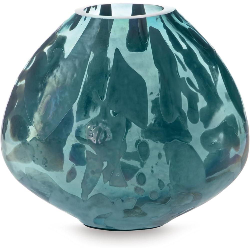imageSignature Design by Ashley Cartshaw Contemporary Abstract Watertight Glass 663 Vase GreenGreen